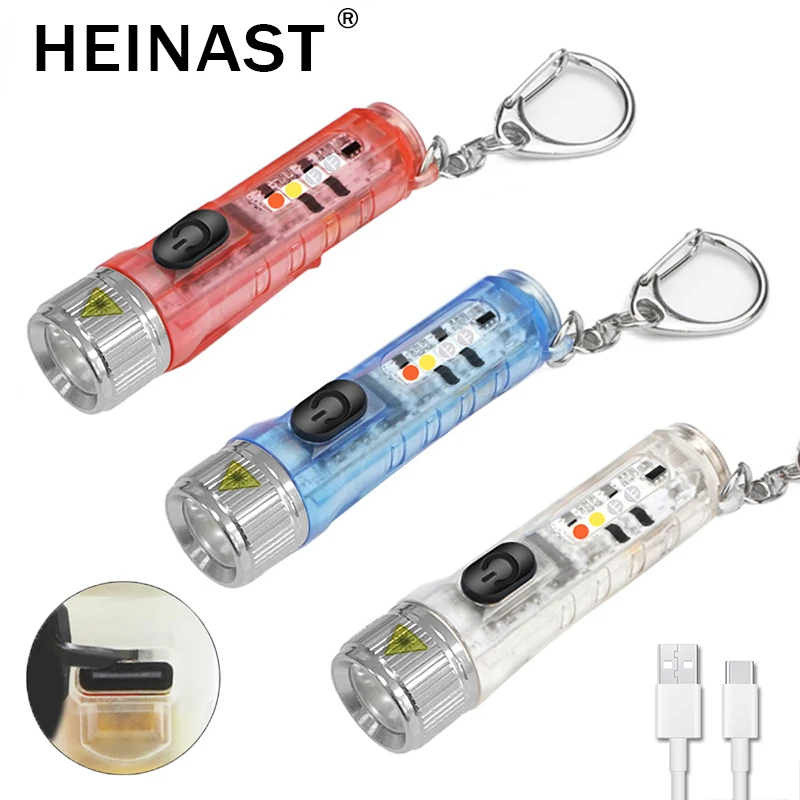 

Mini Keychain Flashlight USBC Fast Charge Multifunctional IP66 Waterproof Magnetic Warning Camping Lighting Emergency Flashlight