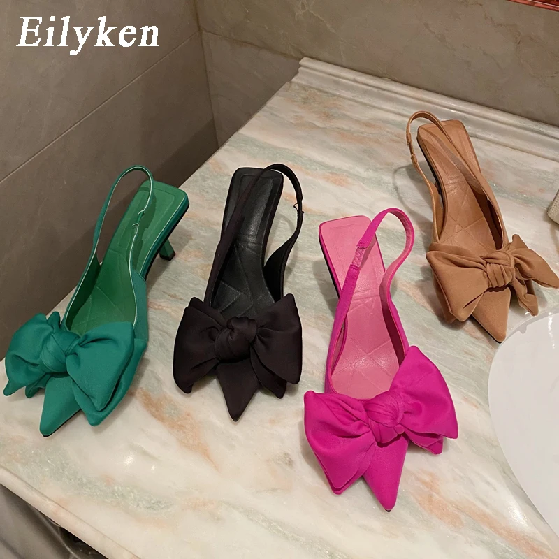 

Eilyken/новый стиль; Босоножки с бантом-бабочкой на низком каблуке; Тапочки-лодочки; Элегантные женские офисные туфли с острым носком для отдых...
