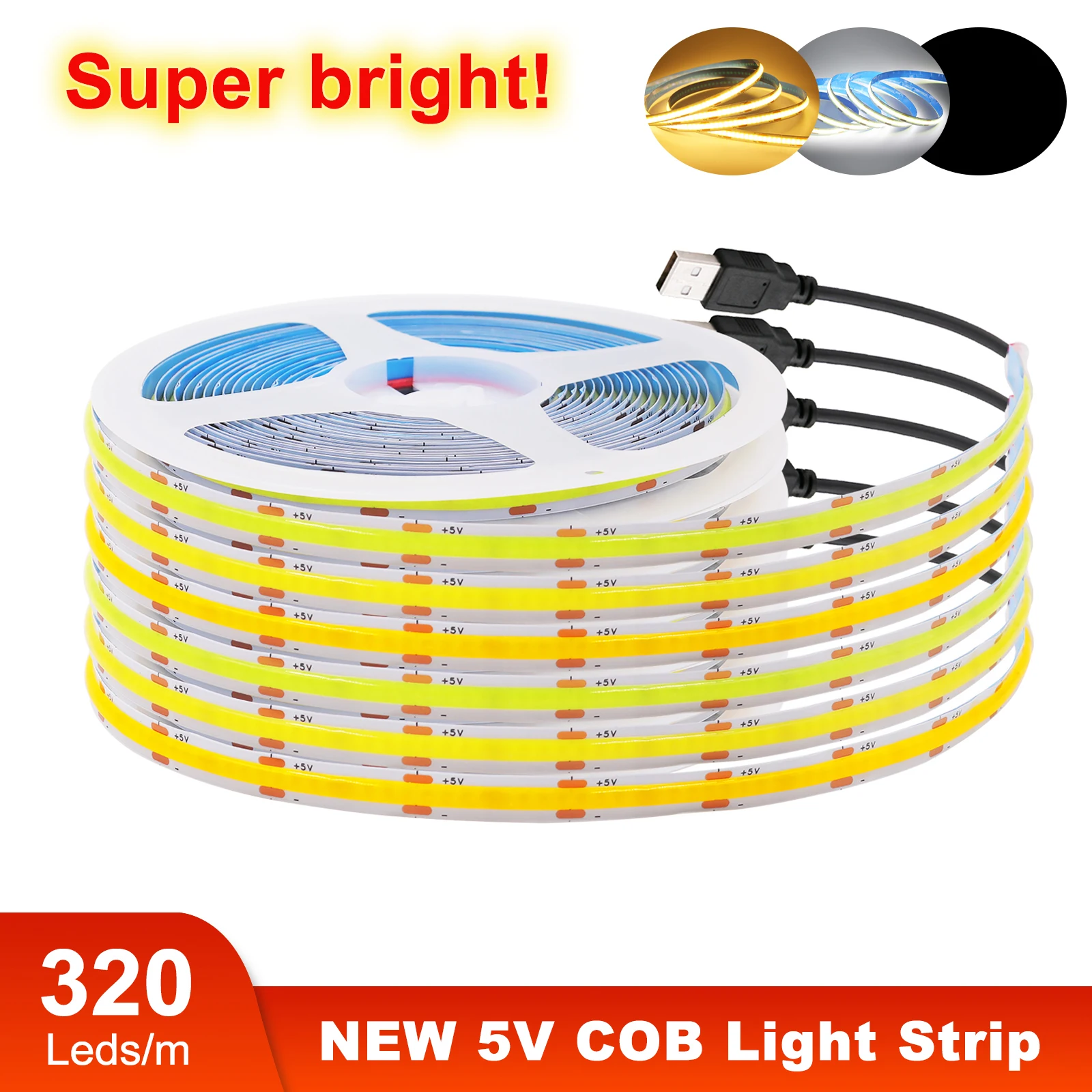 

XUNATA светодиодная лента 5В 3000K/6000K 0.5-5м