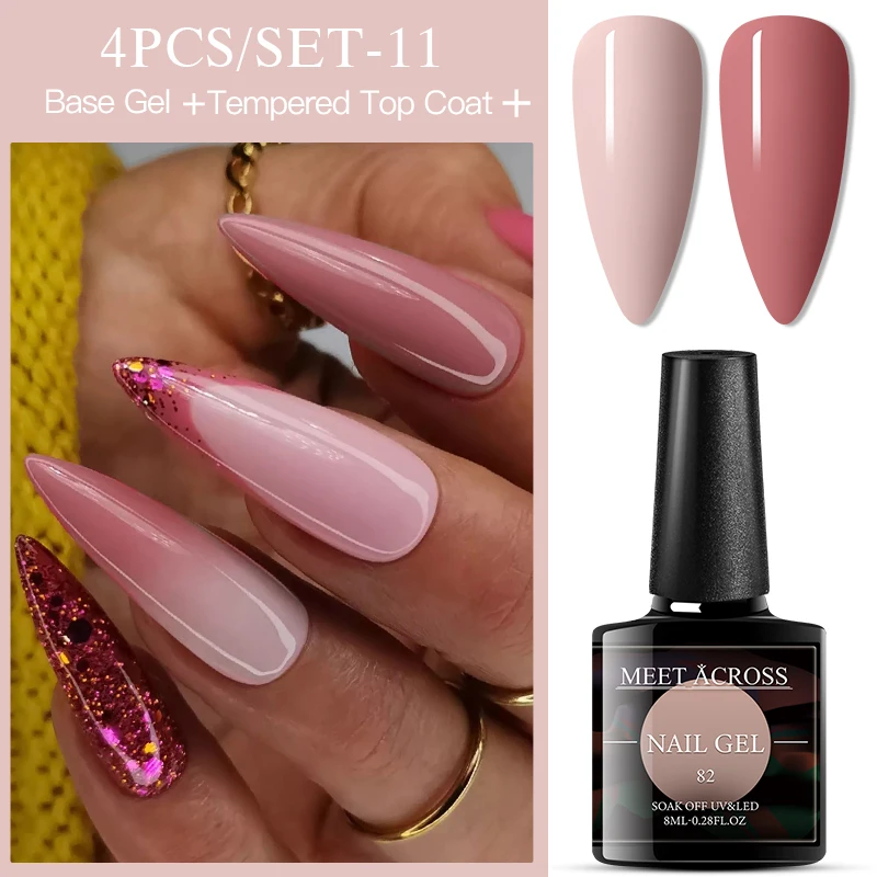 

4 Pcs Glass Bottle Gel Nail Polish Set Nude Pink Nail Gel Manicure Set 8ml Semi Permanent Varnish Nail Art Gel Nail Polish Kits