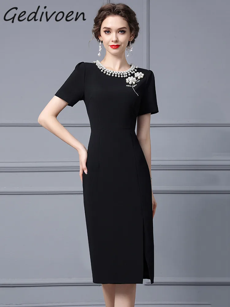 Платье Gedivoen женское средней длины модное дизайнерское элегантное приталенное с
