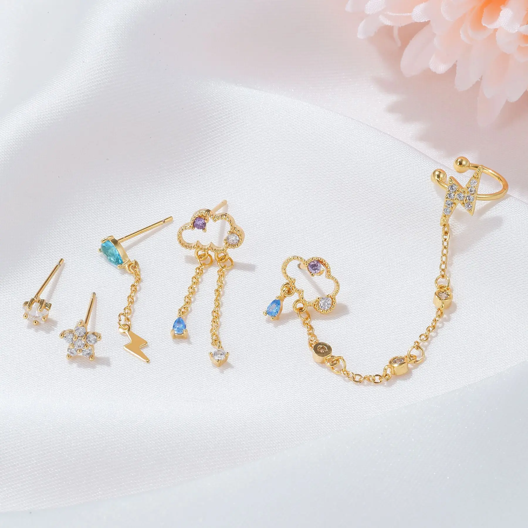 Новинка винтажные медные позолоченные серьги-кисточки с облаком молния облако