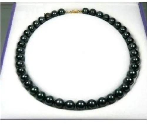 

Круглое жемчужное ожерелье 9-10 мм из таитянского серебра 925 пробы AAA ++