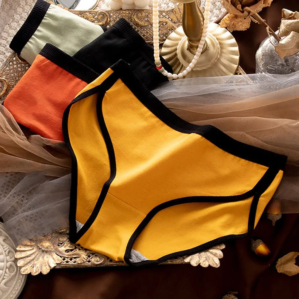 

Sexy Women Seamless Panties Lingerie G-String Solid Color Breathable Cotton Crotch Briefs Mid Waist Underwear