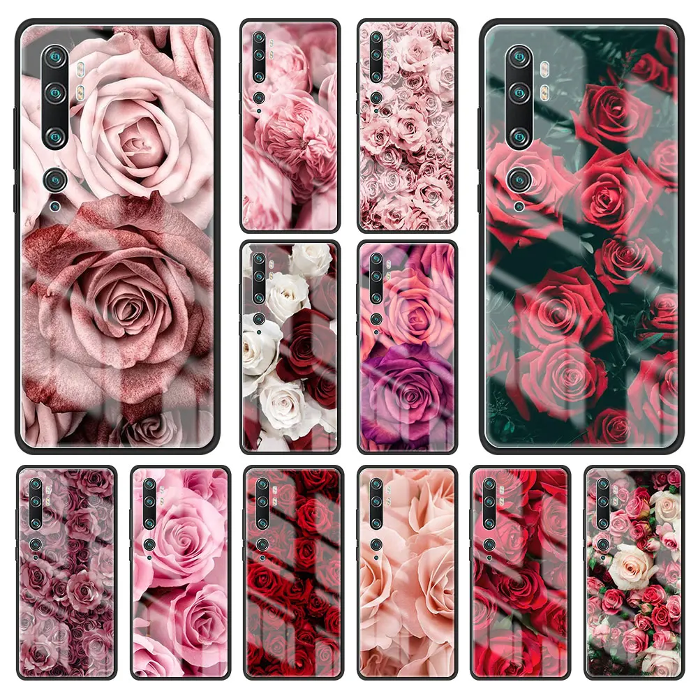 Rose Pink Bling Tempered Glass for Xiaomi POCO F3 F4 GT 5G F2 PRO C3 M2 X2 X3 NFC M4 Funda poco x3 pro Phone Case Cover Shell