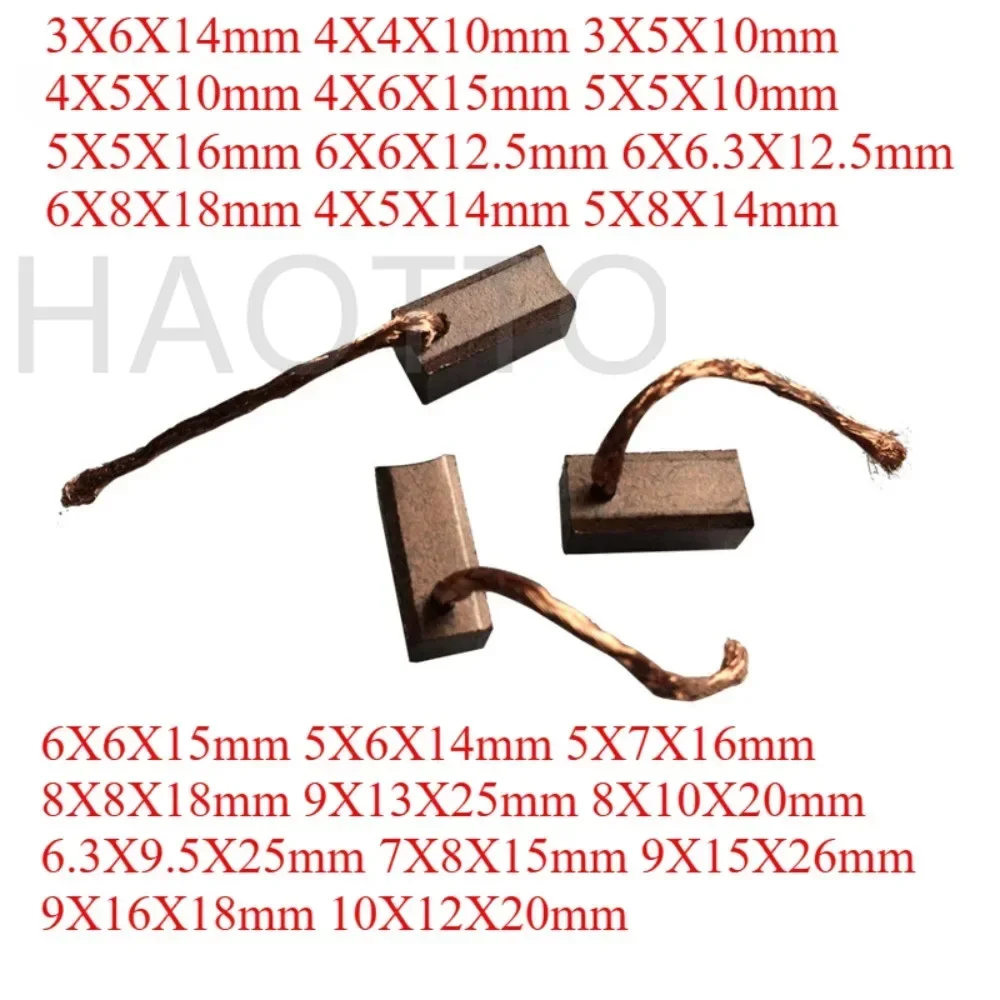 

10 шт., запасная часть угольной щетки электродвигателя 3/4/5/6/7/8/9/10 мм