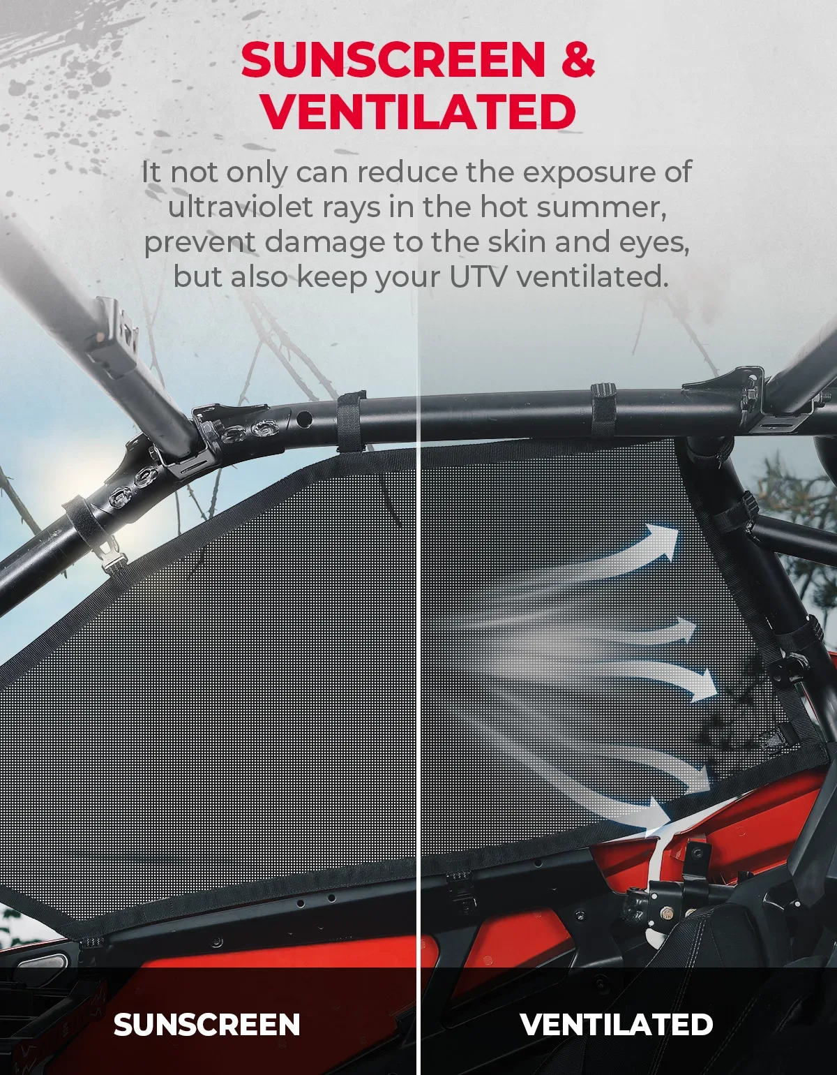 Сетка для окон KEMIMOTO UTV Roll Cage сетка совместимая с Polaris RZR PRO R / XP Turbo 2020-2023 2024