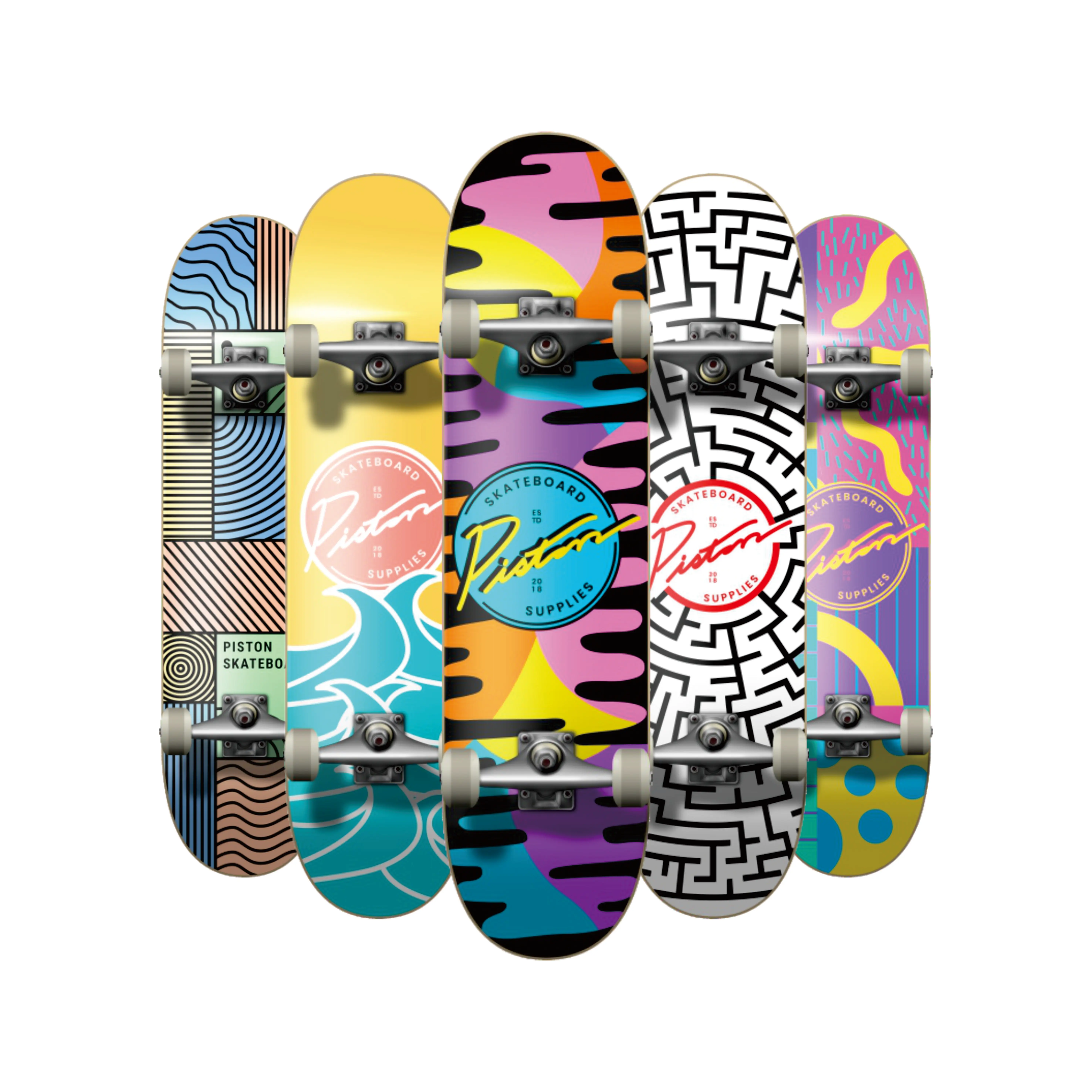 Высококачественный складской скейтборд бренда PISTON 7-слойный китайский кленовый