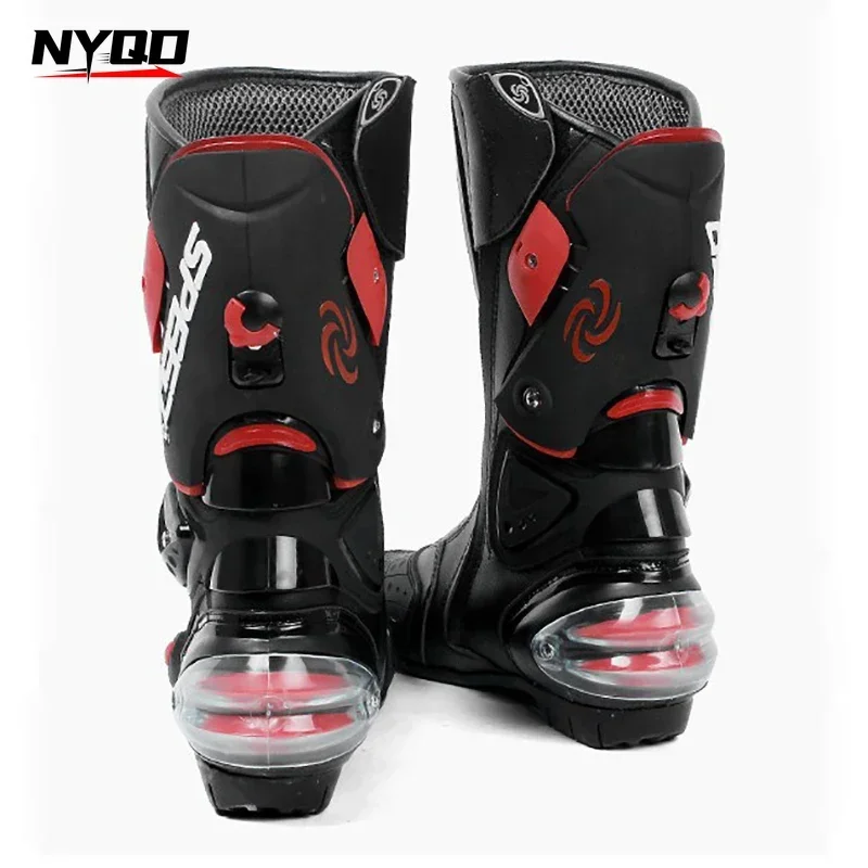 Мотоциклетные гоночные ботинки кожаные мужские рыцарские туфли SPEED сапоги до