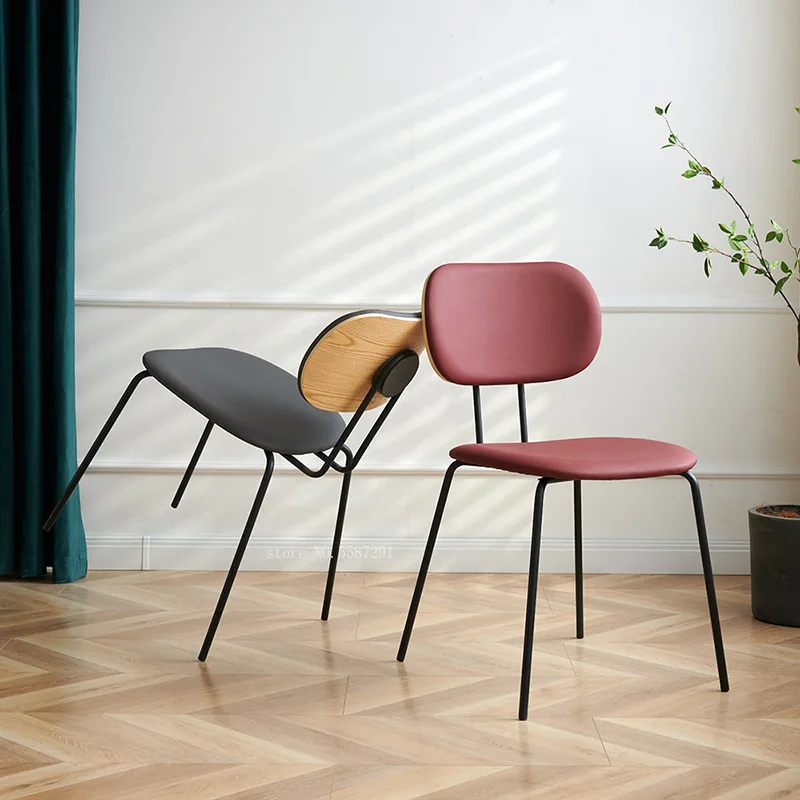 

Nordic Cafe shop chair Dining Chairs Home Modern Minimalist PU Leather Chairs Iron Industrial Style Business Conference Chair