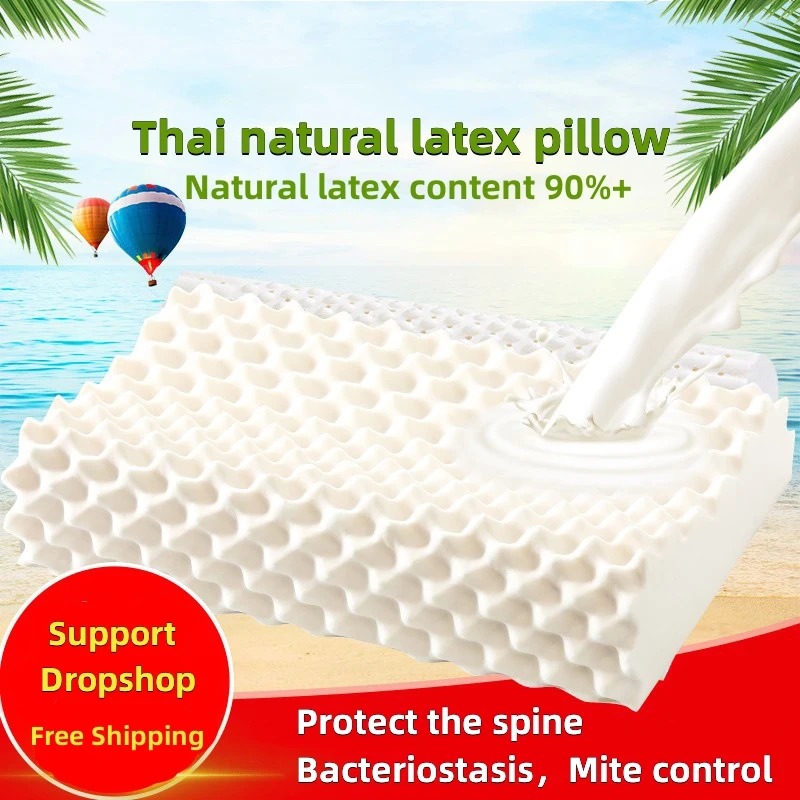 

Cervical Spine Pillow Adult Massage Neck Guard Thai Natural Latex Anti-bacterial And Anti-mite Pillows Rubber Pillow Core