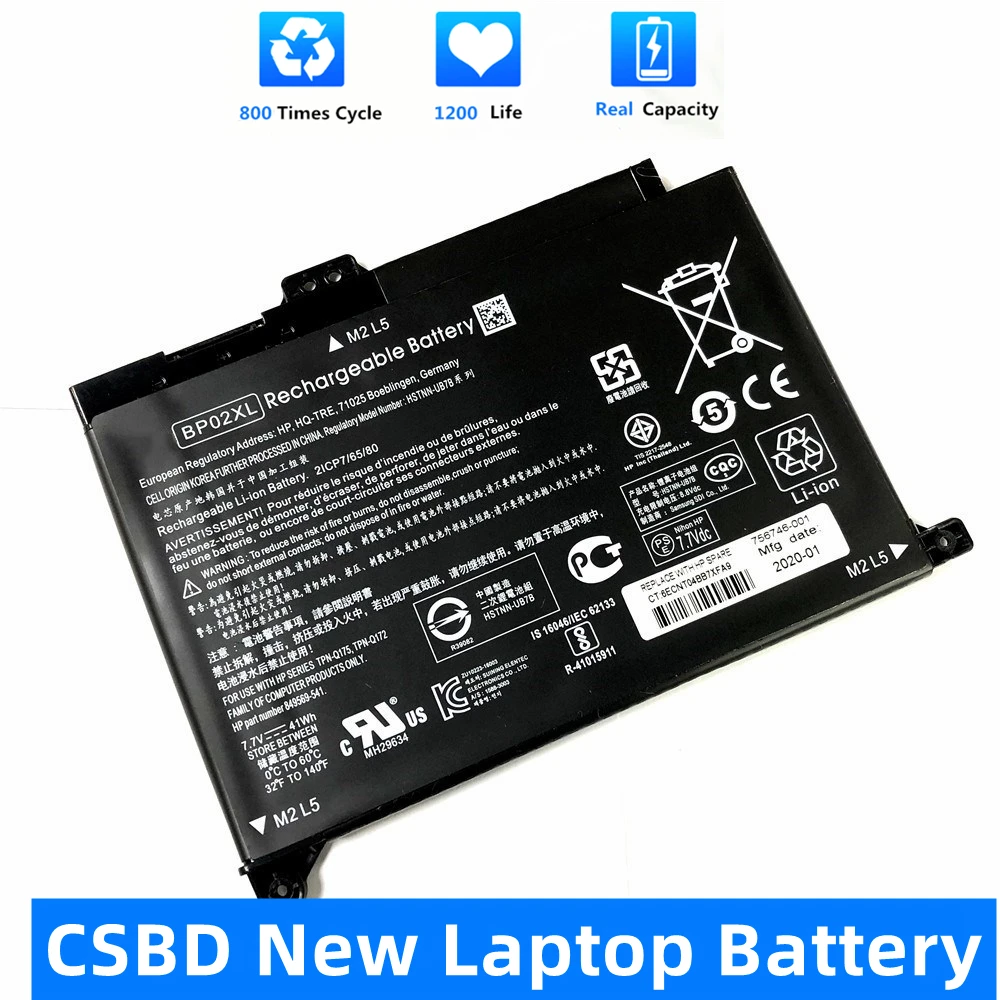 

CSBD Новый BP02XL Аккумулятор для ноутбука для HP Pavilion PC 15 15-AU 849909-850 849569-421 фотосессия BP02041XL