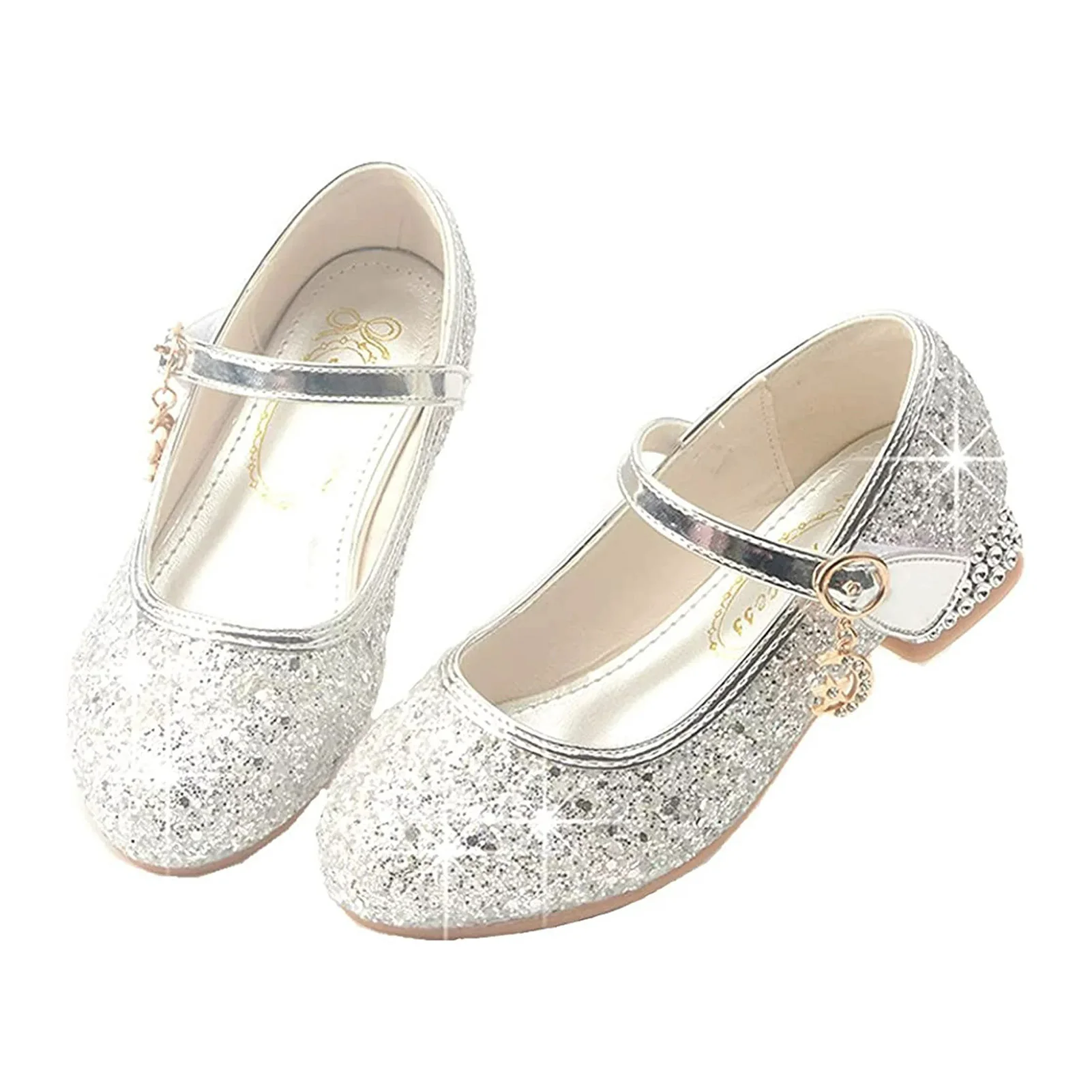 

1 пара, блестящие шнурки на низком каблуке для девочек