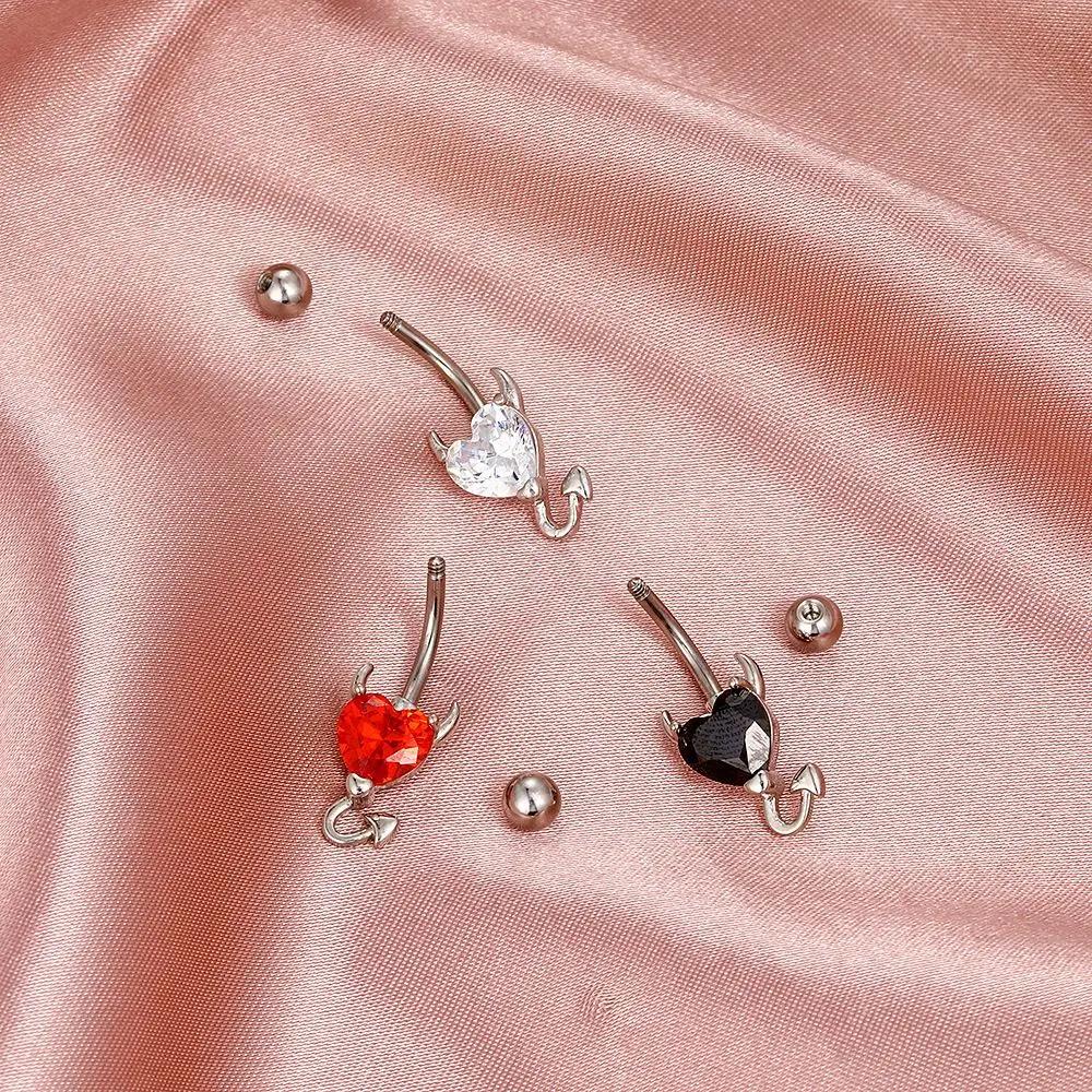 

Korean Umbilical Ring Sweet Sexy Zircon Heart Flower Devil Navel Piercing Jewelry Women Navel Nail Belly Button Rings