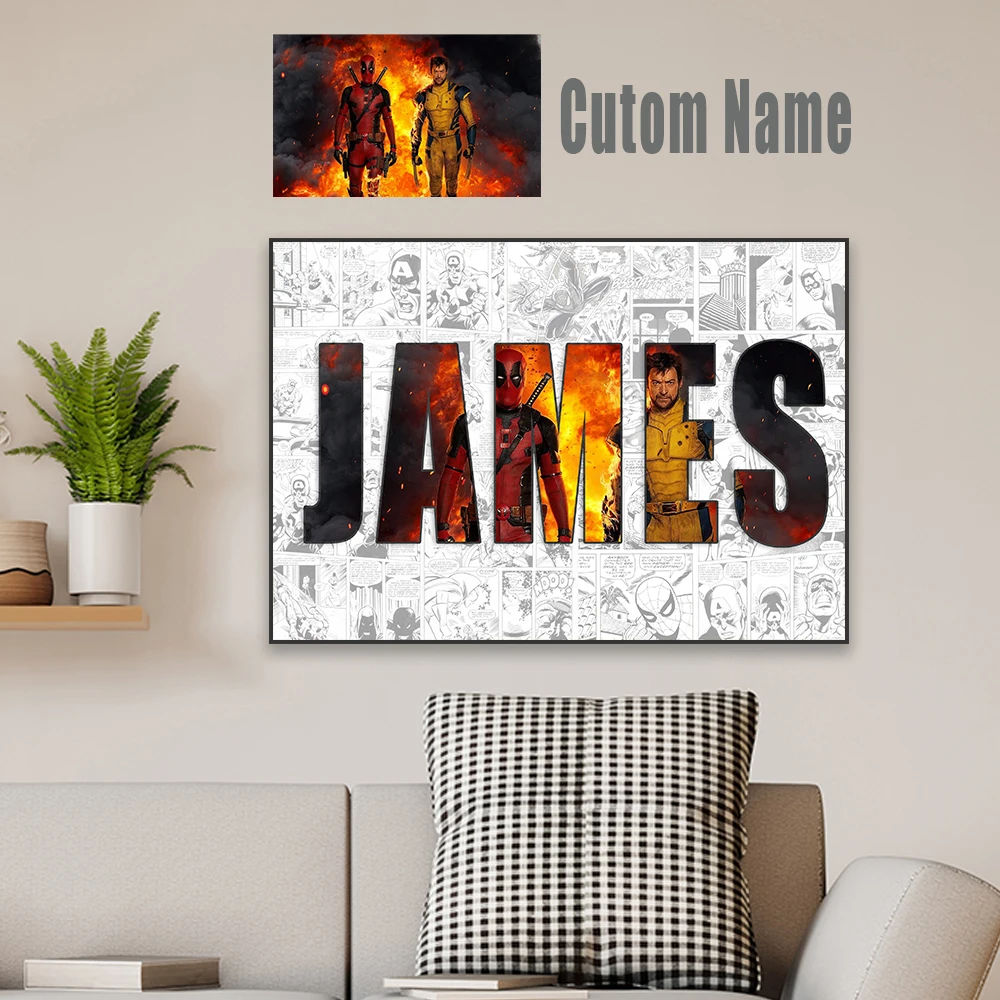 Персонализированное имя индивидуальный постер Дэдпул и Росомаха фильм Диснея