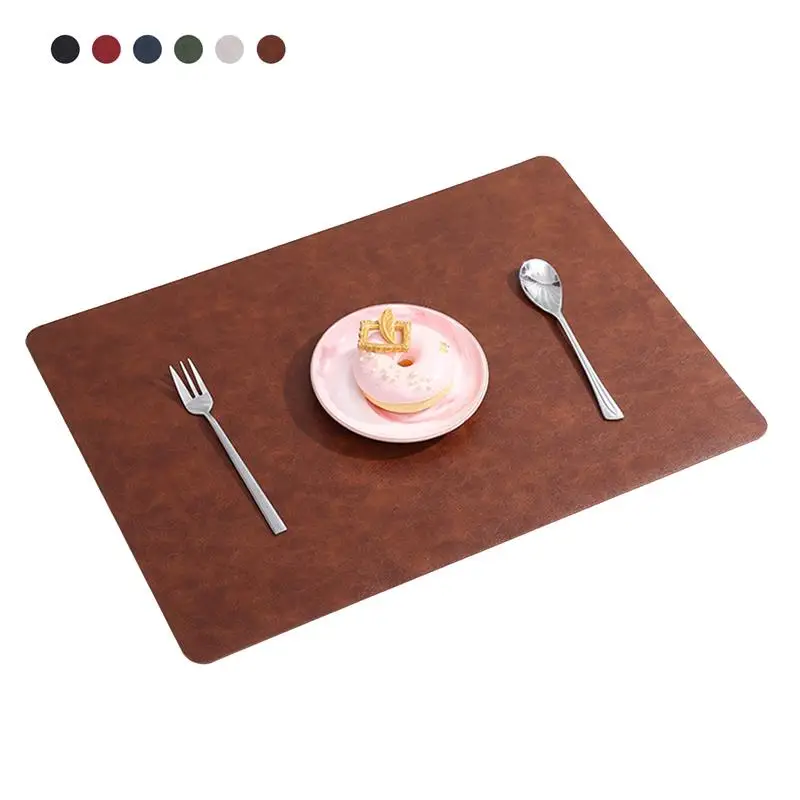 

Placemat Nordic Faux Leather Table Protector Waterproof Desk Mat Solid Color Non-slip Pad for Home Hotel Kitchen Placemat Decor