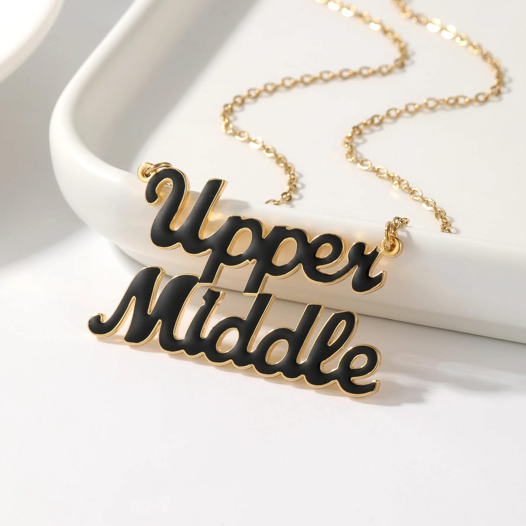 Черное двухслойное ожерелье на заказ индивидуальный простой кулон из