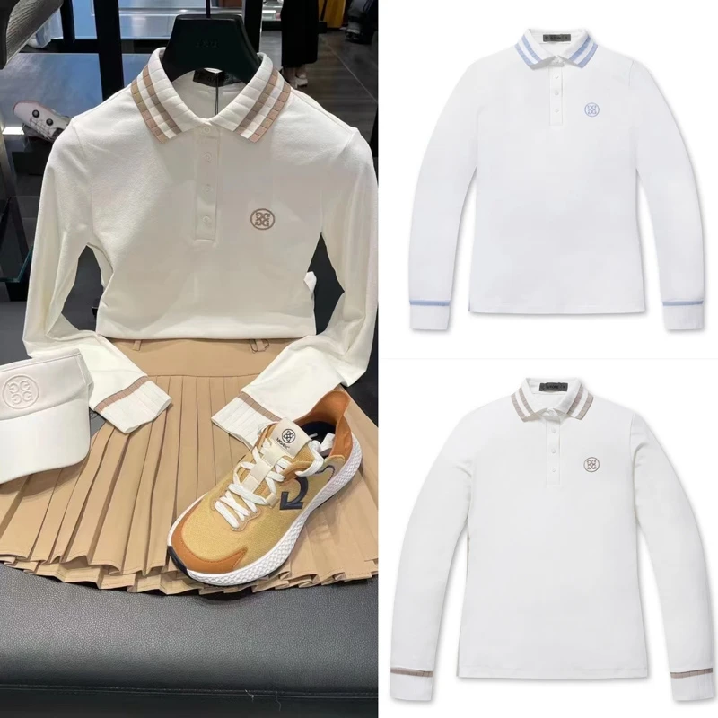Ladies Fashion Long Sleeve POLO Shirt Korean Original Single Golf Clothing Fashion Slim Quick Dry Lapel T-Shirt Top