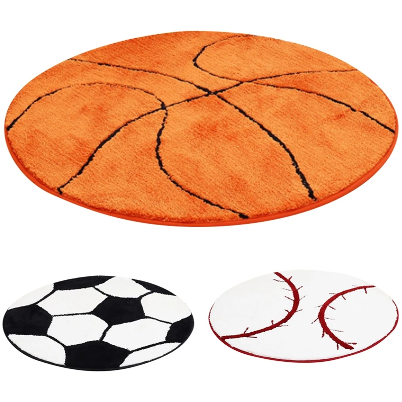 

Fiber Round Carpet Floor Mats Imitation Wool Living Room Carpet Cartoon Non-Slip Carpet