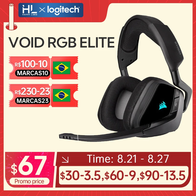 

VOID RGB ELITE USB Wired Gaming Headset Surround Sound & HD Microphone Gamer Headphone Overear For Pc Laptop For Corsair