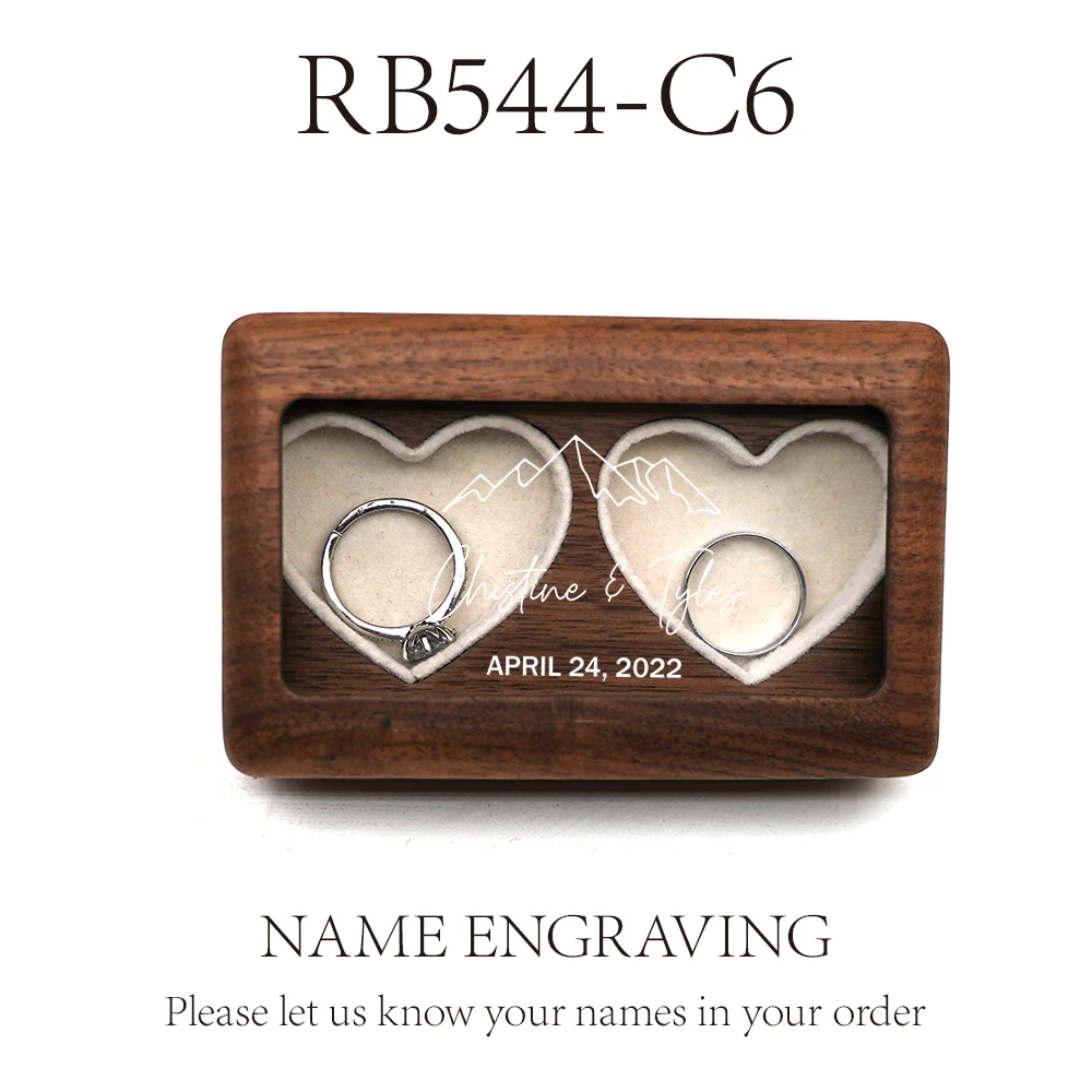 

Персонализированная деревянная коробка для обручального кольца, обручальные кольца, деревянная коробка-держатель для колец, деревенская Свадебная коробка на заказ