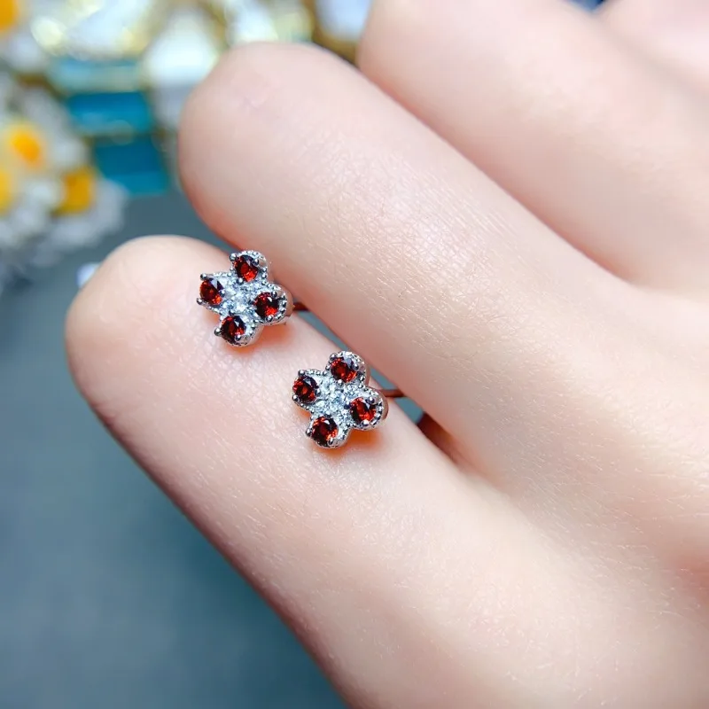 Женские серьги-гвоздики из серебра 925 пробы круглые серьги натурального