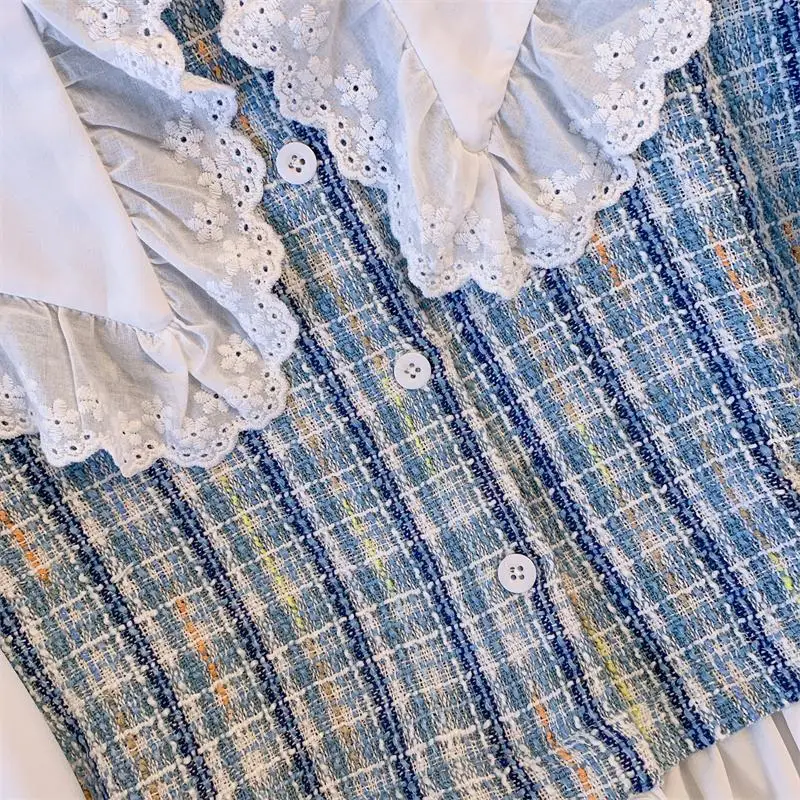 Блузка женская с воротником Питер Пэн модная рубашка в стиле пэчворк Свободная