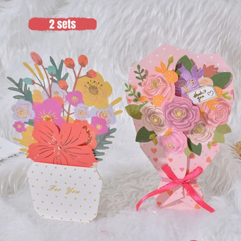 2 набора открыток на день матери, поздравительные цветы, цветочный букет, подарки сочувствительности на день рождения матери