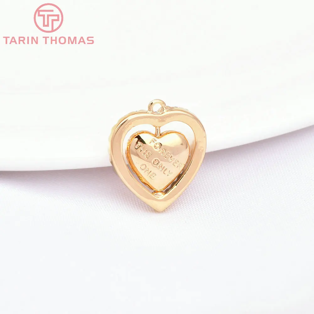 Латунная фурнитура с цирконом цвет золото 24 К 11 х12 мм 2 шт.