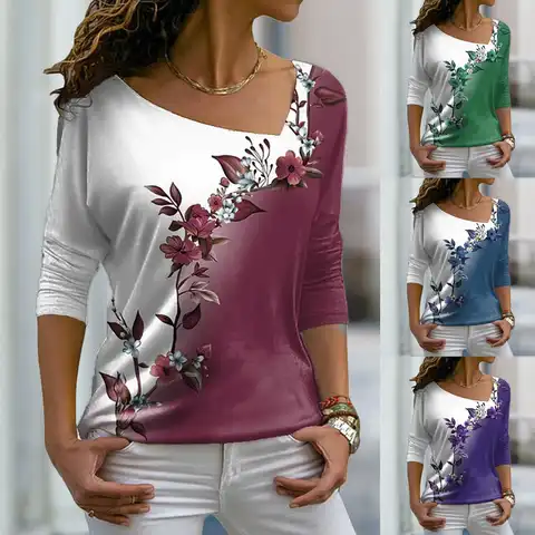 Women Tops And Blouses Elegant Women's Tunic Marron Green Blue Geometric Plaid Print Long Sleeve Blusas Mujer De Moda 2023