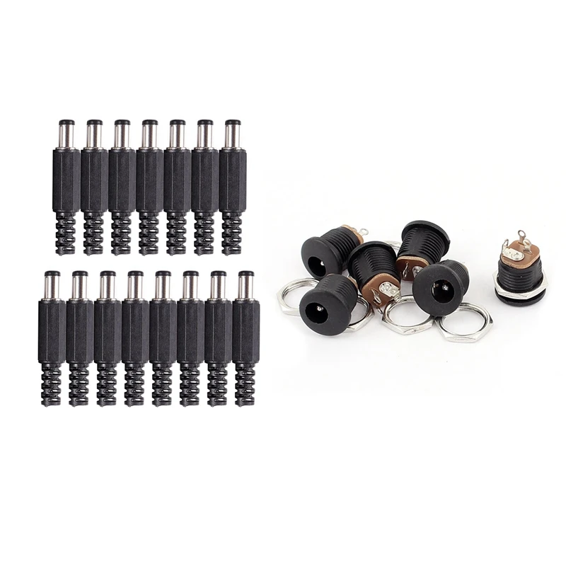 

15Pcs 5.5Mmx2.1Mmx9mm Male Solder Dc Power Jack For Laptop Adapter & 6Pcs Dc-005 Panel Mount Dc Power Female Socket Connector 5.