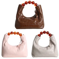 mini hobos handbags for women 100 genuine leather alligator cowhide round bead handle one shoulder crossbody bags girls purse