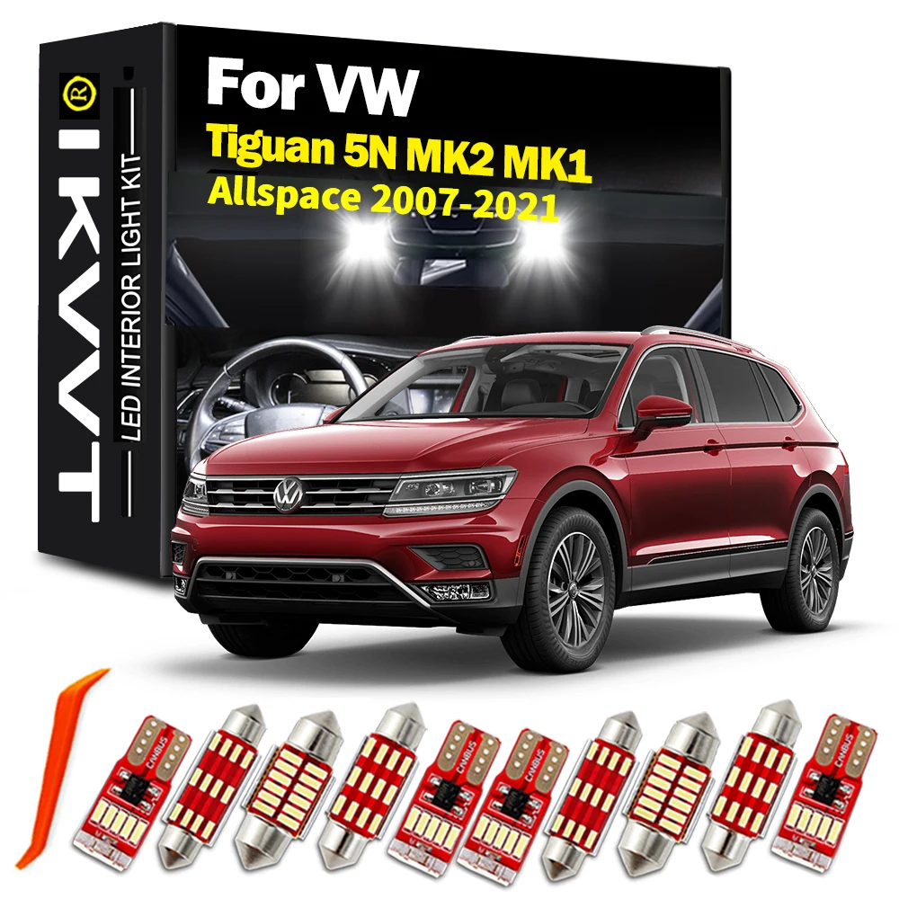 

IKVVT Canbus для Volkswagen VW Tiguan 5N MK2 MK1 Allspace 2008-2018 2019 2020 2021 комплект светодиодных ламп для внутреннего освесветильник автомобильные аксессуары