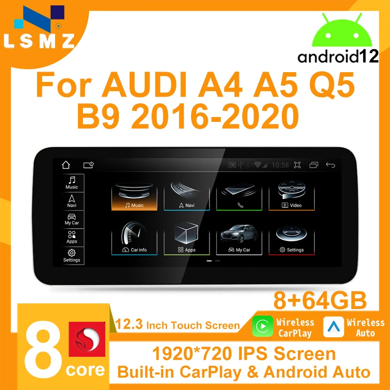 

Android 12 System 8 Core Auto Radio Für Audi A4 B9 A5 Q5 2017-2019 WIFI 4G 8 + 128GB BT IPS Touch Auto Multimedia Stereo Carplay