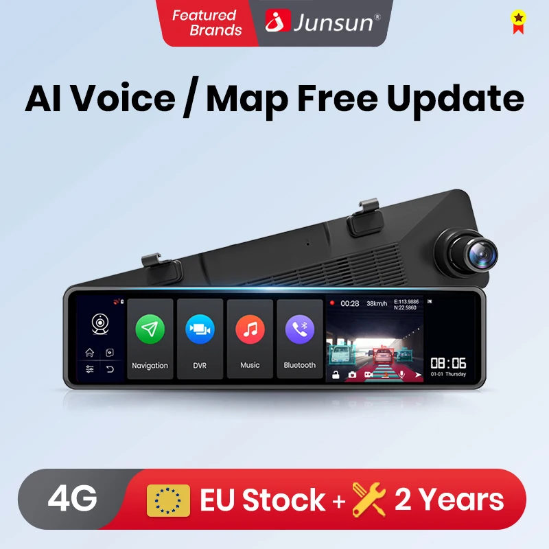 Автомобильный видеорегистратор Junsun A104 тройной экран 4G Android 8 1 12 дюймов - купить по