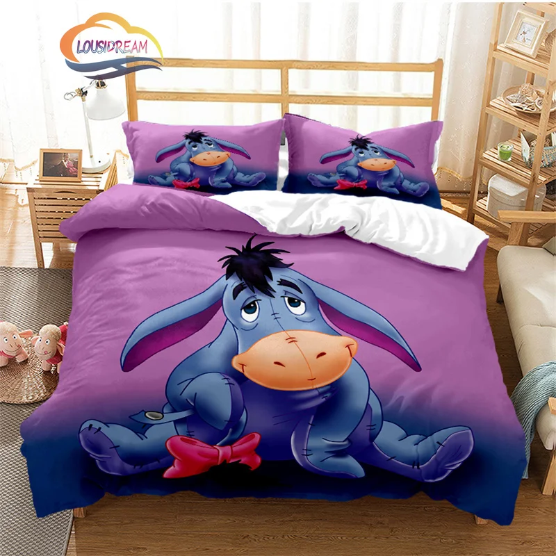 

Cartoon donkey Eeyore Quilt Cover Bedding Jindian animation character Quilt Cover Pillowcase fashion Home textileThree piece set