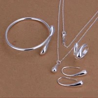 exquisite teardrop shaped pendant necklace water drop jewelry set hand chain bracelet ring hoop oval earrings for women