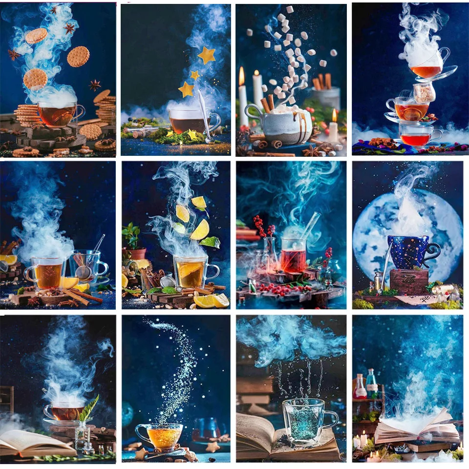 

5D Diy Diamond Painting Black Tea and Coffee Full Rhinestone Embroidery Mosaic Art Cross Stitch Kit Home Decor New Arrivals 2023