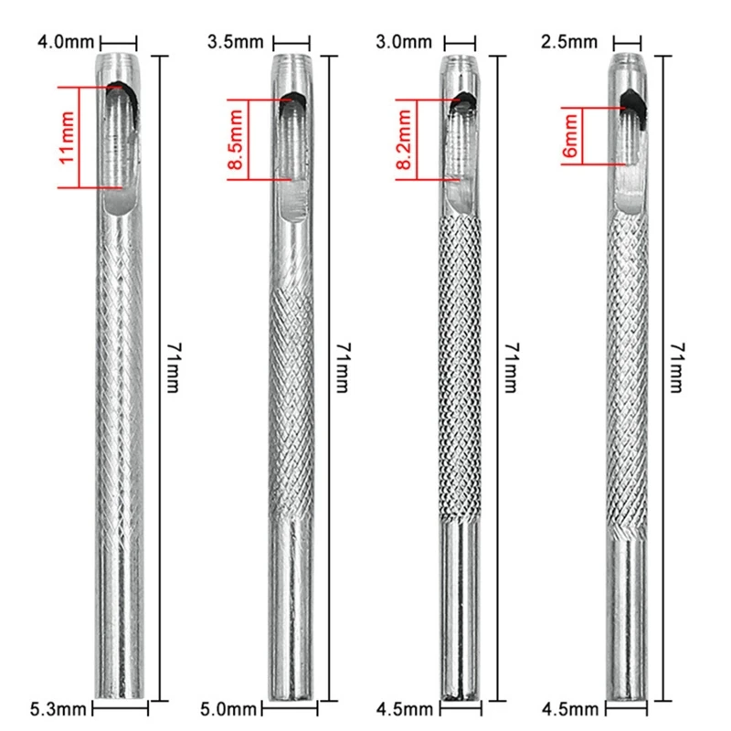 

Leathercraft Leather Hole Punch Round Hole Punch Punching Tool 2.5mm/3mm/3.5mm/4mm High Hardness Carbon Steel Made R9UF