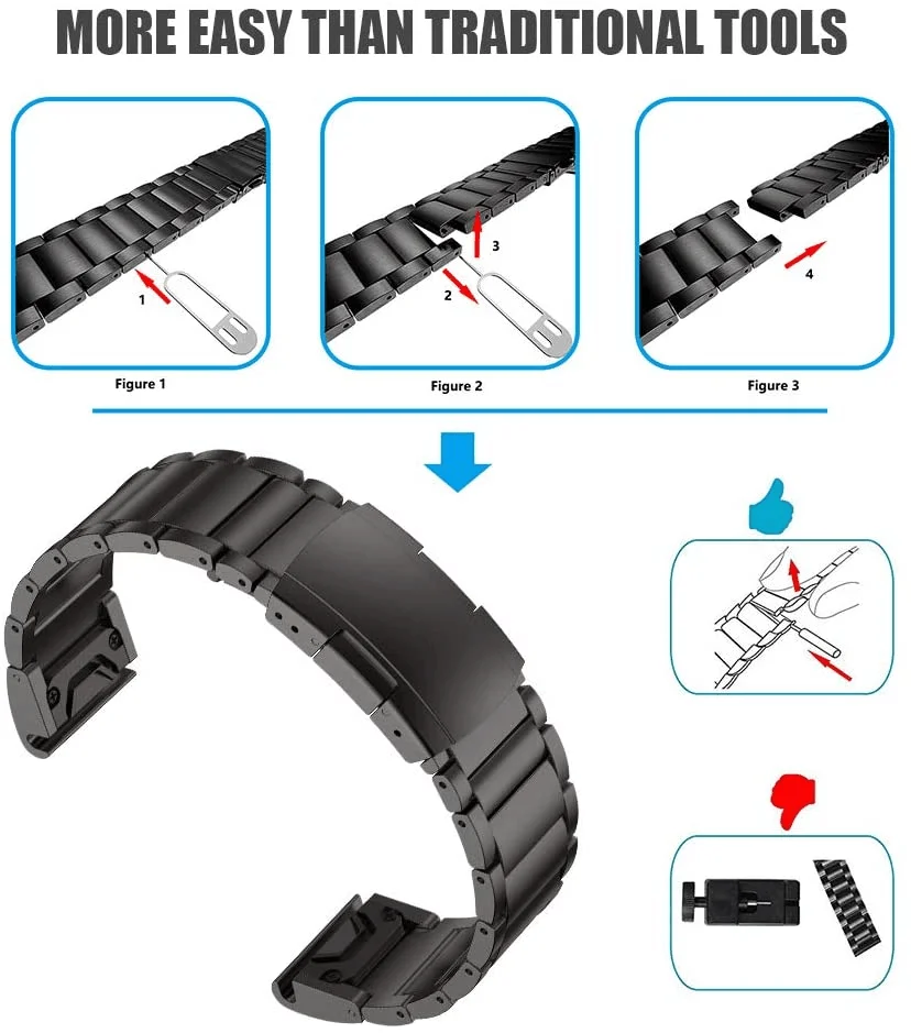 For Garmin 22mm 26mm Quick Fit Titanium Watch Band Bracelet For Fenix 7X 7 6 6XPro 5 5Plus Instinct Epix Gen2 Metal Strap