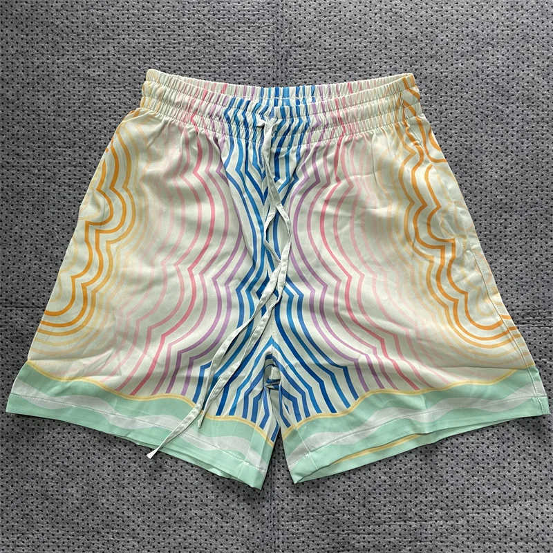 

2023ss High Quality Silk Breathable Drawstring Lovers Japanese Casual Beach Shorts