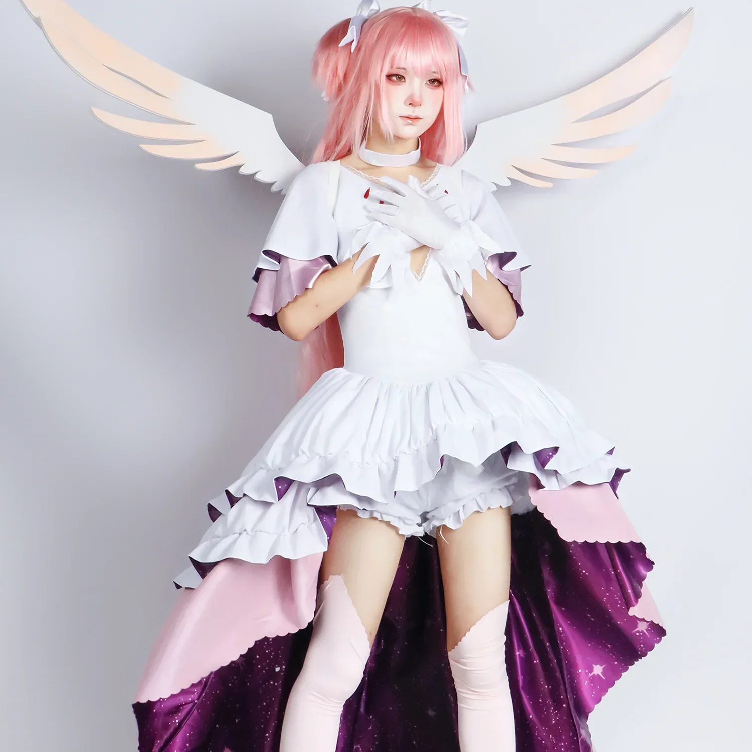 Kaname Madoka Cosplay Costume Anime Puella Magi Magica Goddess Outfits Wig Shoes Halloween Carnival Role Play Dress Women