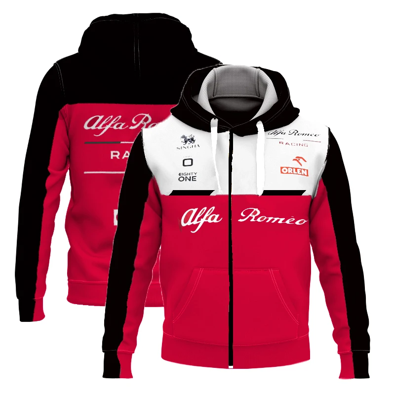 

2022 Motorcycle Enthusiast Fashion Hot F1 Alfa Romeo Team Formula One Sport Competition Zip Hoodie Extreme Sports Plus Size Top