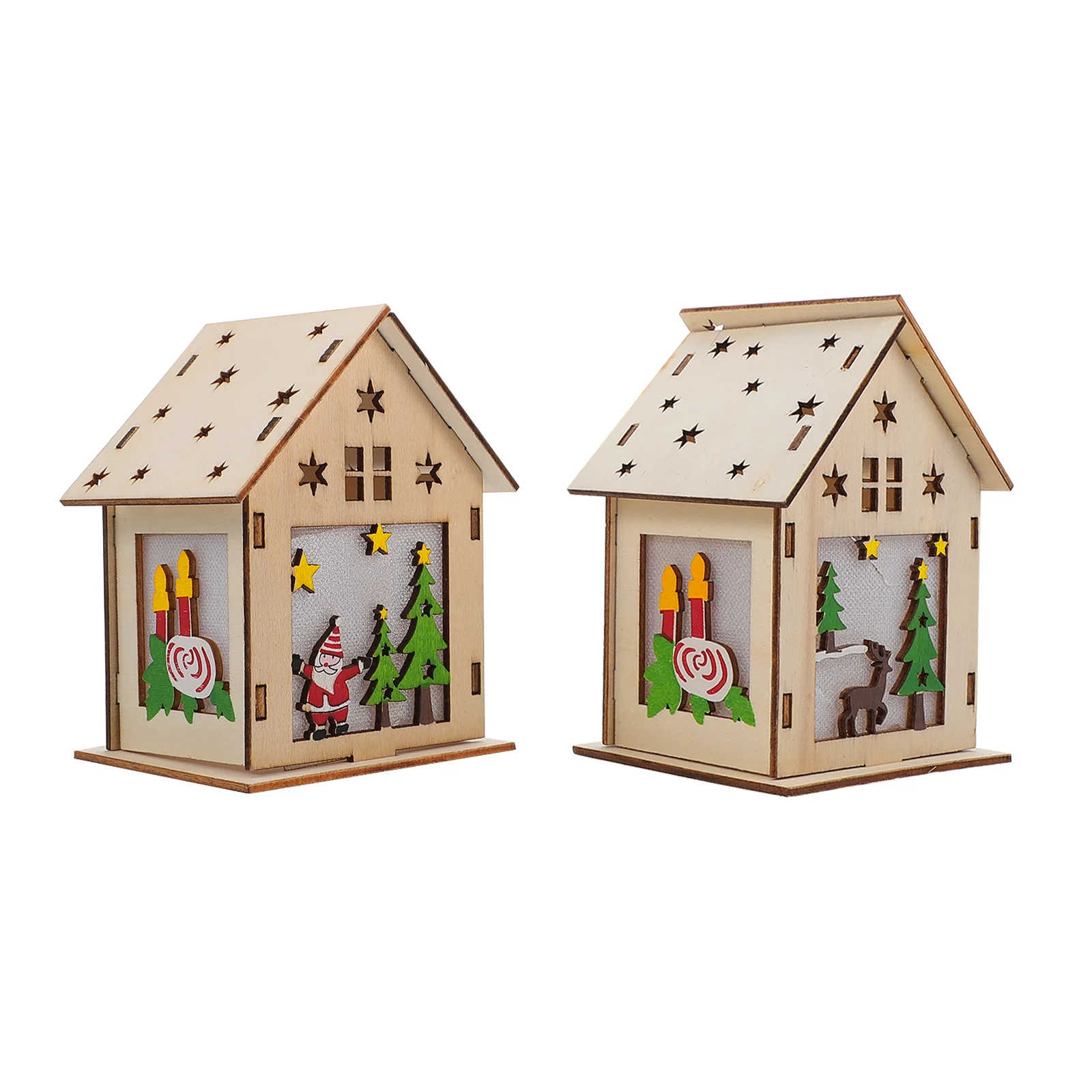 

2Pcs Decorative Pretty Luminous House Model Christmas House Model Glowing House Modeling