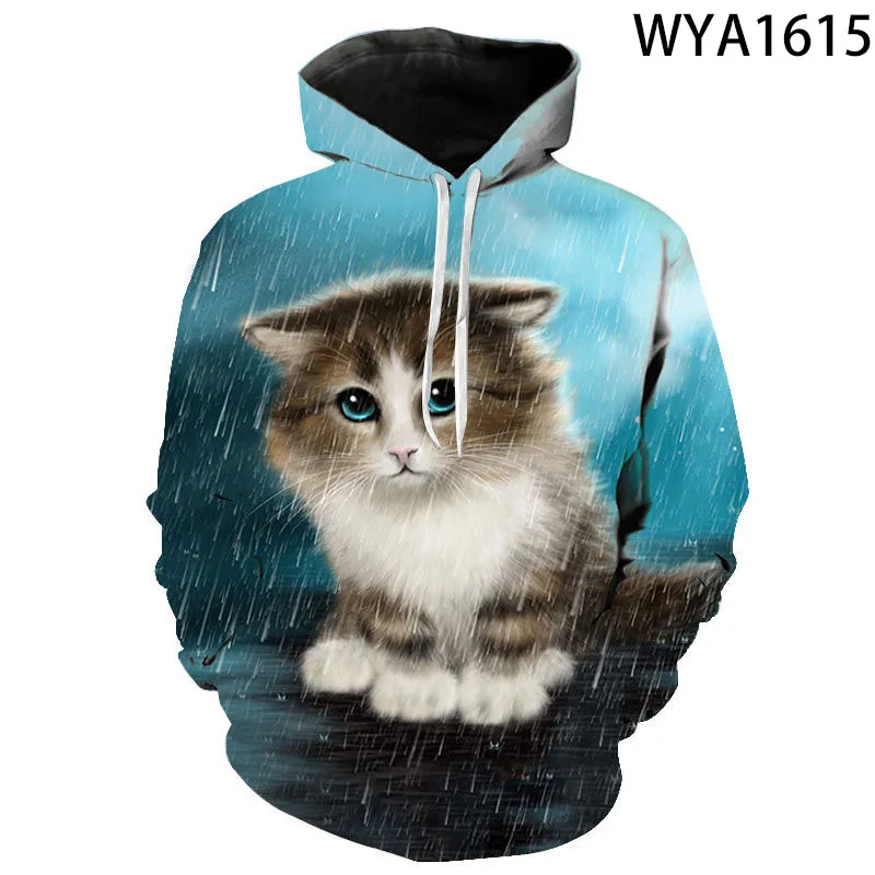 

Свитшот для мужчин и женщин, детский пуловер с 3D принтом кошек и животных, уличная одежда с длинным рукавом, повседневный свитшот для мальчи...