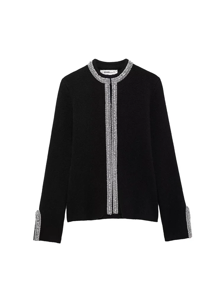 Новинка 2024 осенне-зимняя женская куртка с круглым вырезом мода декоративный топ