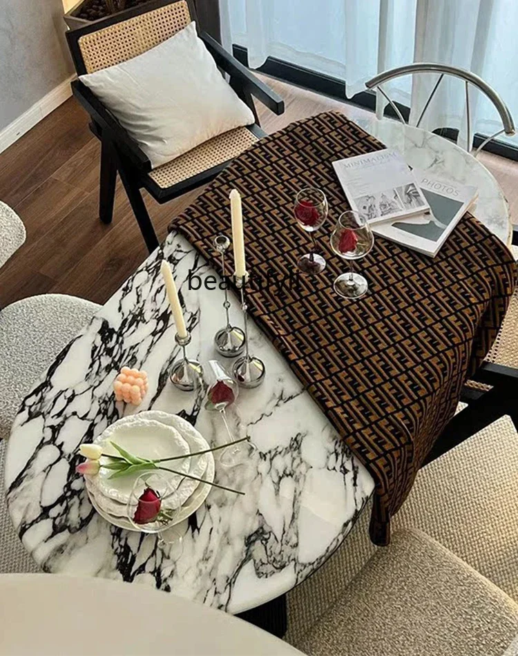 Мраморный обеденный стол Calacatta фиолетовая каменная тарелка Ретро недорогой