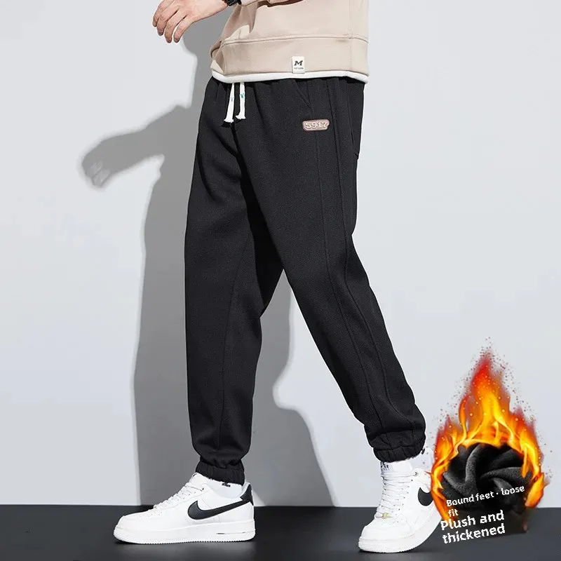 Новинка 2023 мужские осенне-зимние утолщенные спортивные штаны свободного кроя на