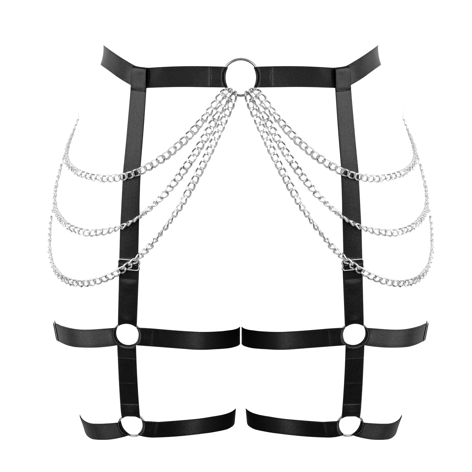 

Women Goth Body Harness Cage Bondage Leg Stockings Garter Belt Sexy Lingerie Fetish Rave Wear Pole Dance Harness Garters