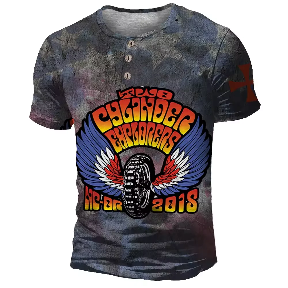 Футболка мужская с 3D-принтом летающих крыльев модная рубашка Генри в уличном